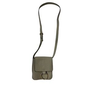 Atmosphere Mini Crossbody Bag Grey Snake Embossed Ring‎ Detail Adjustable Strap